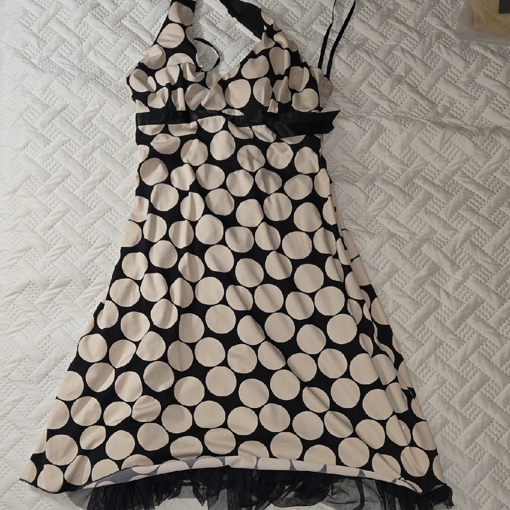Elegant Halter Polka Dot Dress
